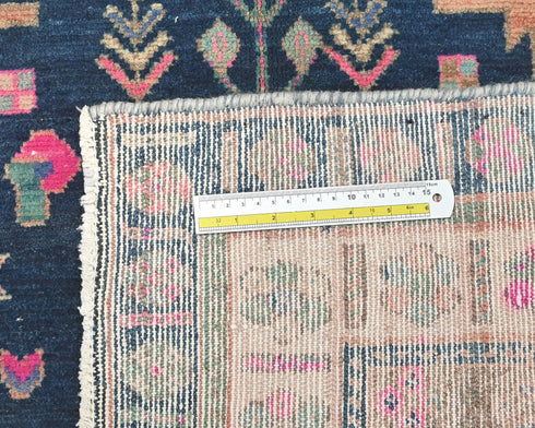 5x10 Vintage Blue Persian Style Hand Knotted Low Pile Wool Area Rug